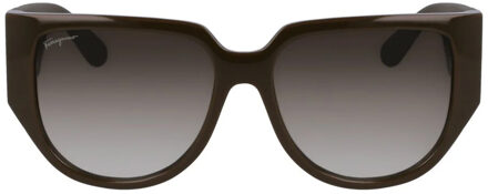Salvatore Ferragamo SF1088SE Ovale acetaat zonnebril voor dames Bruin - One Size
