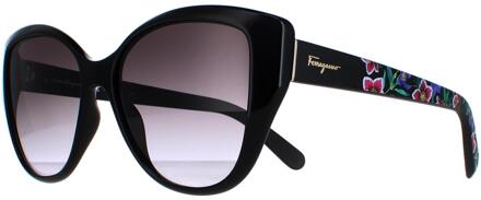 Salvatore Ferragamo SF912S 001 zwart met bloemenprint grijs verloop zonnebril