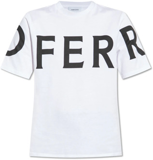 Salvatore Ferragamo T-shirt met logo Salvatore Ferragamo , White , Dames - L,M,S,Xs