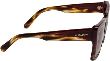 Salvatore Ferragamo Vrouwen Rechthoekige Acetaat Zonnebril SF1060SN Bruin - One Size