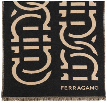 Salvatore Ferragamo Wollen sjaal Salvatore Ferragamo , Black , Heren - ONE Size