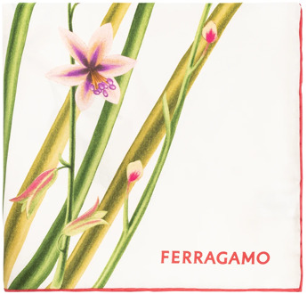 Salvatore Ferragamo Zijden sjaal met bloemenmotief Salvatore Ferragamo , White , Dames - ONE Size