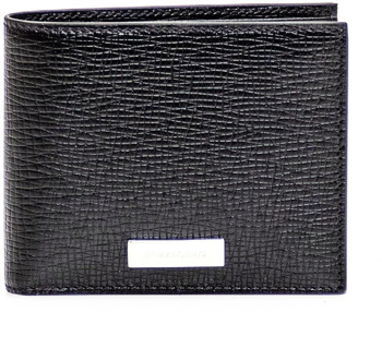 Salvatore Ferragamo Zwarte portemonnee van geperst leer met vakken voor creditcards en bankbiljetten Salvatore Ferragamo , Black , Heren - ONE Size