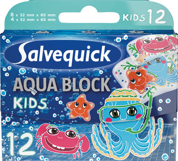 Salvequick Aqua Block Kids Waterproof Children's Patch 12Pcs.