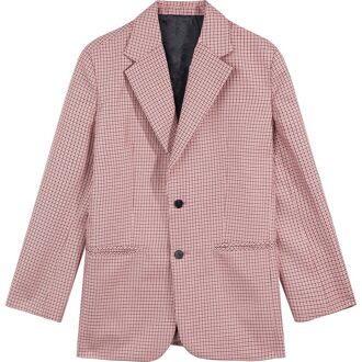 Sam's Boom Koreaanse Oversize Vrouwen Blazer Lente Roze Plaid Britse Stijl Kantoor Dames Losse Jas Bruin Vrouwelijke Blazers Roze / L
