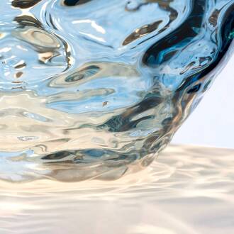 Samara tafellamp, Ø 45,7 cm, blauw, stof, glas, 2-lamps