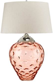 Samara tafellamp, Ø 51 cm, zalm, stof, glas, 2-lamps