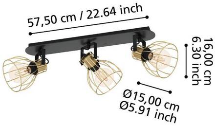 Sambatello Spot - E27 - 70 cm Zwart