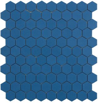 SAMPLE By Goof hexagon mozaiek mat keramische wandtegel 29,5 x 29,5 cm, marine blue