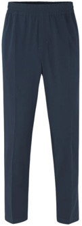 SAMSØE SAMSØE Smithy tapered fit cropped pantalon met persplooi Donkerblauw