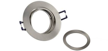 Samsola plafond inbouwlamp, geborsteld zilver, Ø 8 cm metaal