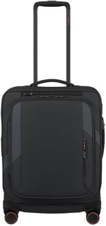 Samsonite Glazed Handbagage Spinner 55 cm - Uitbreidbaar 44/49 liter - 55x40x23/26 cm - black zachte koffer pilotenkoffer Zwart - H 55 x B 40 x D 23 cm