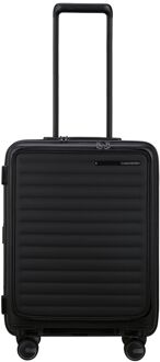 Samsonite Restackd frontpocket handbagage koffer 55 cm black Zwart