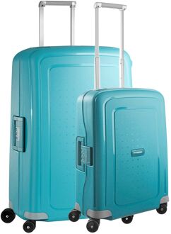 Samsonite S'Cure Spinner 55 + 75 Set aqua blue hardcase koffer Blauw - H 75 x B 52 x D 31 cm