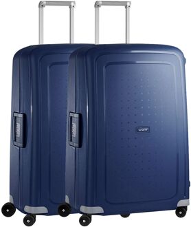 Samsonite S'Cure Spinner 75 Set van 2 dark blue hardcase koffer Blauw - H 75 x B 52 x D 31 cm