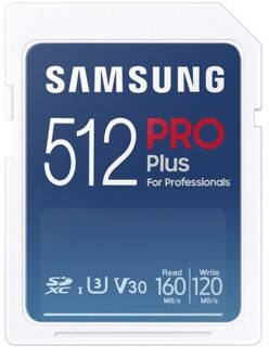SAMSUNG 512GB PRO Plus High-speed SD Card U3 V30 Speed Level up to 160MB/s Read Speed for Digital Camera Motion Camera Laptop