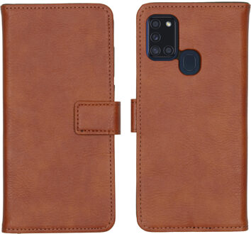 Samsung A21s hoesje bookcase - Samsung Galaxy A21s hoesje bookcase - hoesje Samsung A21s bookcase - A21s hoesje bookcase - hoesje Samsung Galaxy A21s - Kunstleer - Bruin - iMoshion Luxe Lederen Bookcase