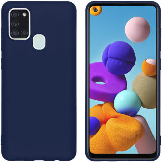 Samsung A21s hoesje - Samsung Galaxy A21s hoesje - hoesje Samsung A21s - A21s hoesje - hoesje Samsung Galaxy A21s - telefoonhoesje Samsung A21s - Siliconen hoesje - Donkerblauw - iMoshion Color Backcover