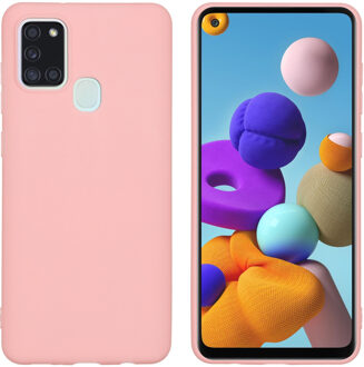 Samsung A21s hoesje - Samsung Galaxy A21s hoesje - hoesje Samsung A21s - A21s hoesje - hoesje Samsung Galaxy A21s - telefoonhoesje Samsung A21s - Siliconen hoesje - Roze - iMoshion Color Backcover