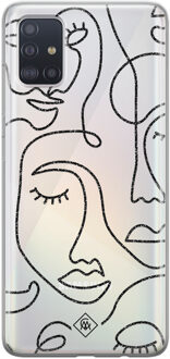 Samsung A51 transparant hoesje - Abstract faces