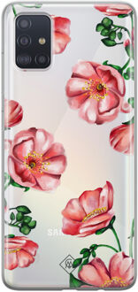 Samsung A51 transparant hoesje - Red flowers