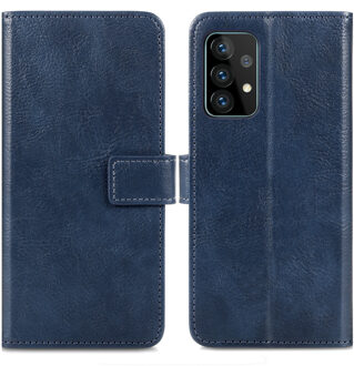 Samsung A52 hoesje bookcase - hoesje Samsung A52 bookcase - A52 hoesje bookcase - Samsung Galaxy A52 hoesje bookcase - Galaxy A52 hoesje - hoesje A52 - Kunstleer - Donkerblauw - iMoshion Luxe Lederen Bookcase