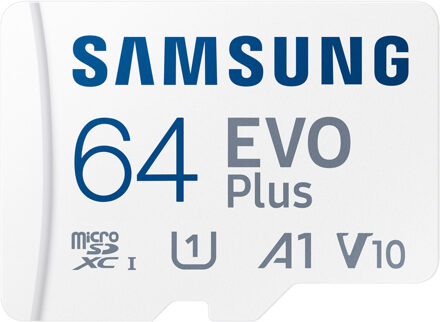 Samsung EVO Plus microSD 64GB Micro SD-kaart Wit