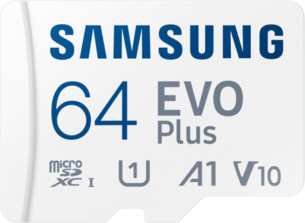 Samsung EVO Plus microSD 64GB Micro SD-kaart Wit