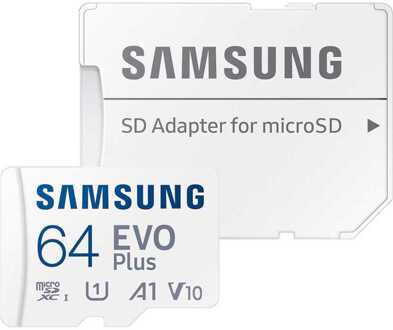 Samsung EVO Plus microSD Card 64GB Micro SD-kaart Wit