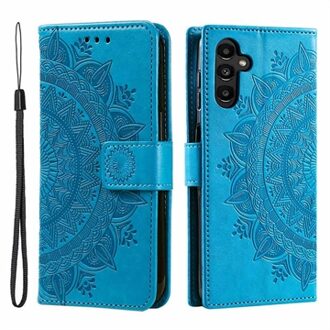 Samsung Galaxy A34 5G Mandala Series Wallet Case - Blauw