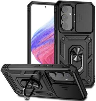 Samsung Galaxy A54 5G Rotary Ring Hybrid Case with Camera Shield - Black