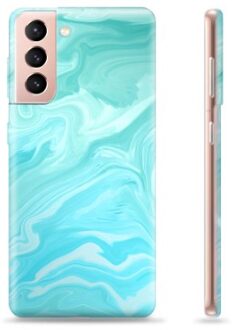 Samsung Galaxy S21 5G TPU Hoesje - Blauw Marmer