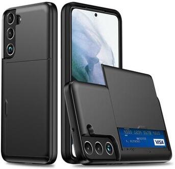 Samsung Galaxy S22 5G Hybrid Case with Sliding Card Slot - Black