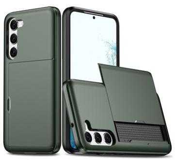Samsung Galaxy S23 5G Hybrid Case with Sliding Card Slot - Army Green