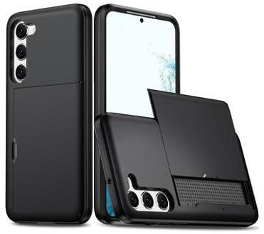 Samsung Galaxy S23 5G Hybrid Case with Sliding Card Slot - Black