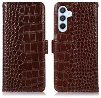 Samsung Galaxy S23 FE Crocodile Series Wallet Leren Hoesje met RFID - Bruin