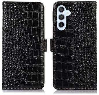 Samsung Galaxy S23 FE Crocodile Series Wallet Leren Hoesje met RFID - Zwart
