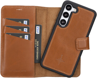 Samsung Galaxy S23 - Lederen Afneembare 2-in-1 bookcase hoes - Cognac Bruin