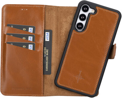 Samsung Galaxy S23 Plus - Lederen Afneembare 2-in-1 bookcase hoes - Cognac Bruin
