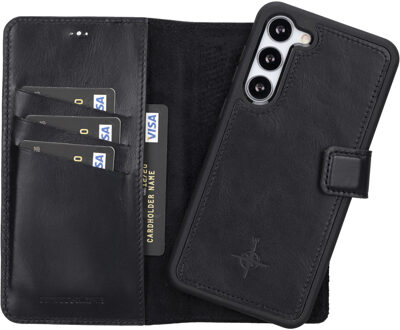 Samsung Galaxy S23 Plus - Lederen Afneembare 2-in-1 bookcase hoes - Zwart