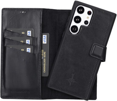 Samsung Galaxy S23 Ultra - Lederen Afneembare 2-in-1 bookcase hoes - Zwart