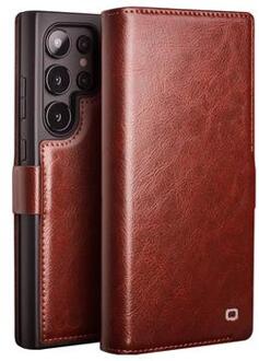 Samsung Galaxy S24 Ultra Qialino Classic Wallet Leren Hoesje - Donkerbruin