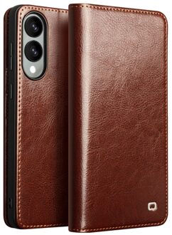 Samsung Galaxy S25 Edge hoesje - Leren bookcase - Bruin