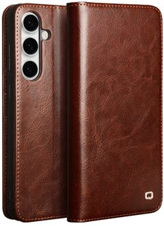Samsung Galaxy S25 FE hoesje - Leren bookcase - Bruin