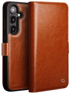 Samsung Galaxy S25 hoesje - Leren bookcase - Cognac Bruin