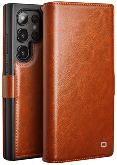 Samsung Galaxy S25 Ultra hoesje - Leren bookcase - Cognac Bruin