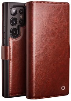 Samsung Galaxy S25 Ultra hoesje - Leren bookcase - Donkerbruin