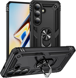 Samsung Galaxy S26 Plus hoesje - Armor backcover met ringhouder - Zwart