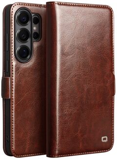 Samsung Galaxy S26 Ultra hoesje - Leren bookcase - Magnetische sluiting - Donkerbruin