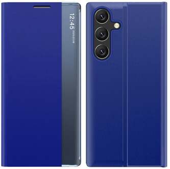 Samsung Galaxy S26 Ultra - PU-Leren Window view cover hoes - Blauw